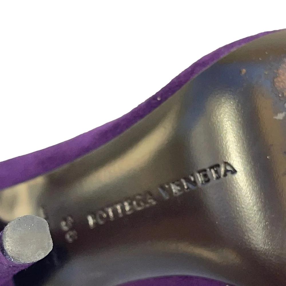 Bottega Veneta Sandal Pelle S. Cuoio Luxe Kid Suede in Plum Sz. 36 - Picture 8 of 10